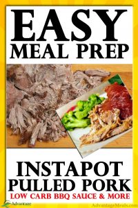 Here is my Easy Meal Prep Recipe for InstaPot Pulled Pork. I've also included links to my favorite Keto Sauces to top this keto pulled pork.