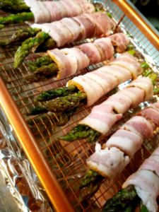 Bacon Wrapped Asparagus ready to be baked.