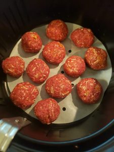 Air Fryer Meatball Recipe for a Keto Diet. ~Angela of @AdvantageMeals #ketoRecipe