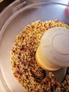 Bacon and Paresan Mix for easy keto diet chicken thigh recipe.